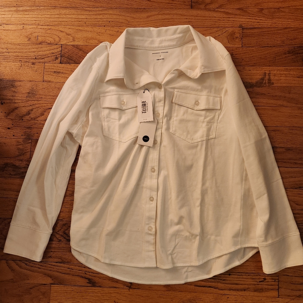 Universal Standard S jersey blouse white 14-16